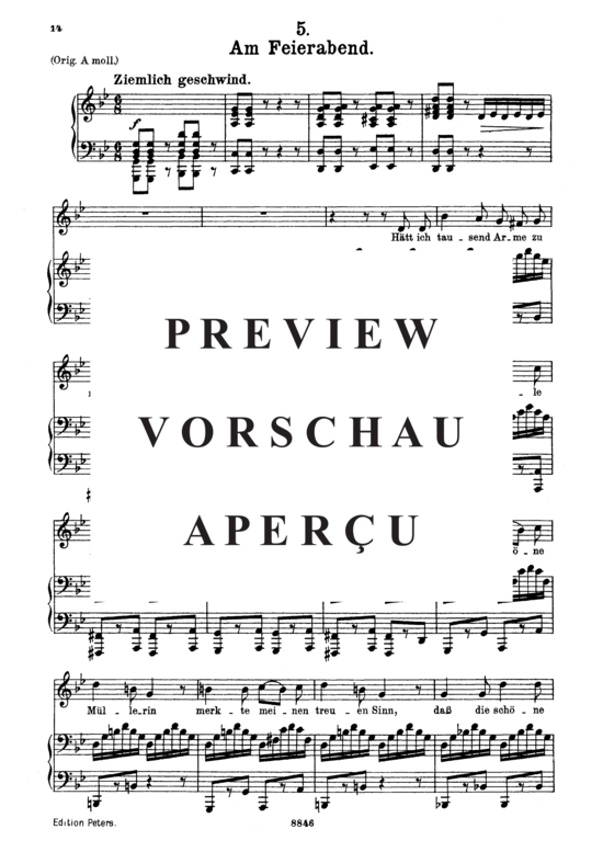 gallery: Am Feierabend, D.795-5 (Die Schöne Müllerin) , ,  (Gesang mittel + Klavier)