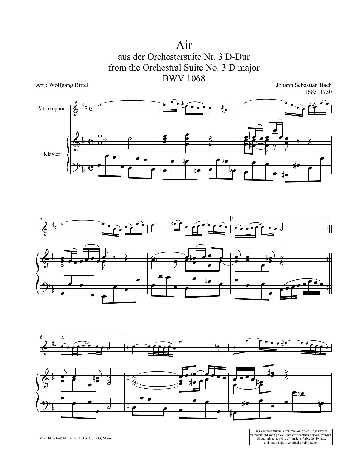 Produktgalerie: Seite 1 von 1 Air, Johann Sebastian Bach