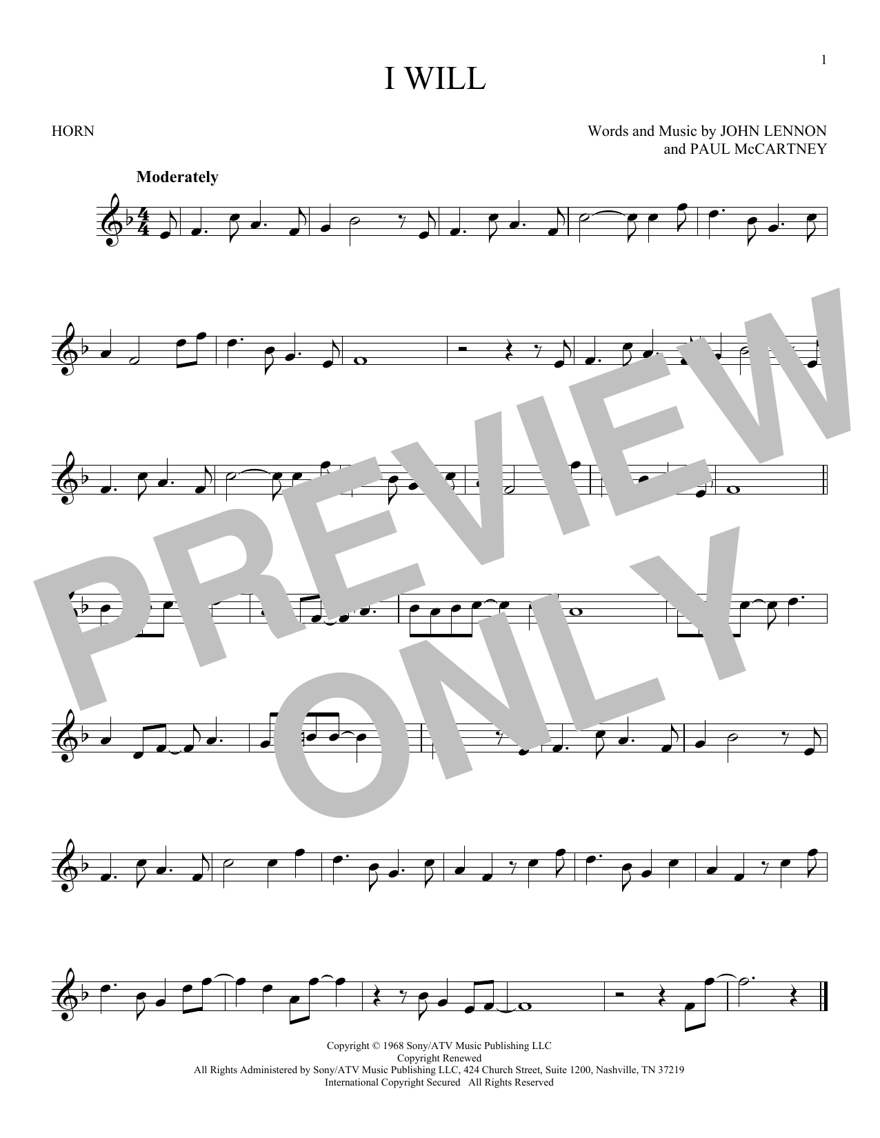 Produktgalerie: Seite 1 von 1 I Will, The Beatles, Horn