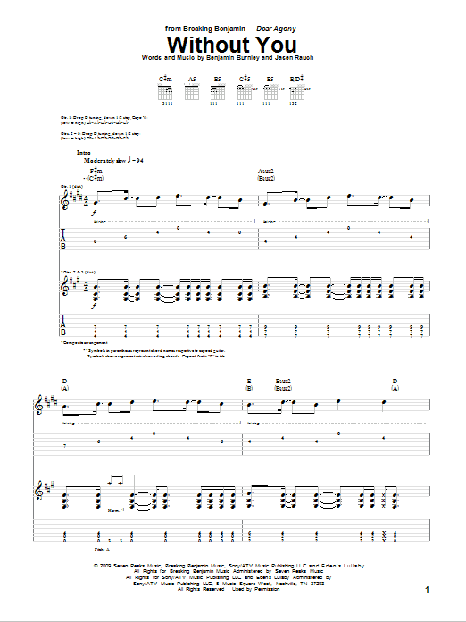 Produktgalerie: Seite 1 von 1 Without You, Breaking Benjamin, Gitarre