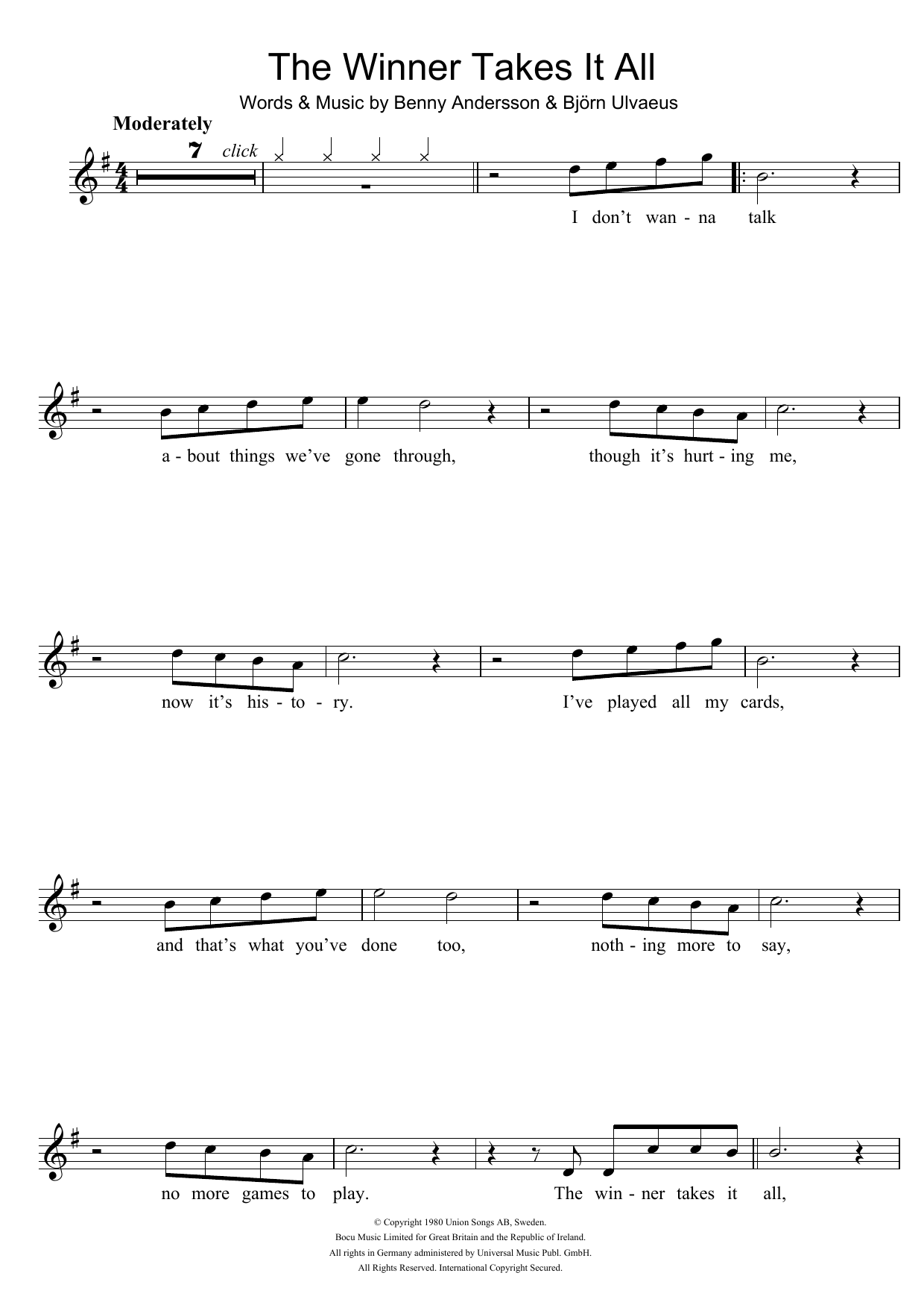 Product gallery: Page 1 of 1 The Winner Takes It All, ABBA