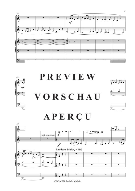 Product gallery: Page 6 of 17 Prelude Modale , , (Trio for two horns + organ)