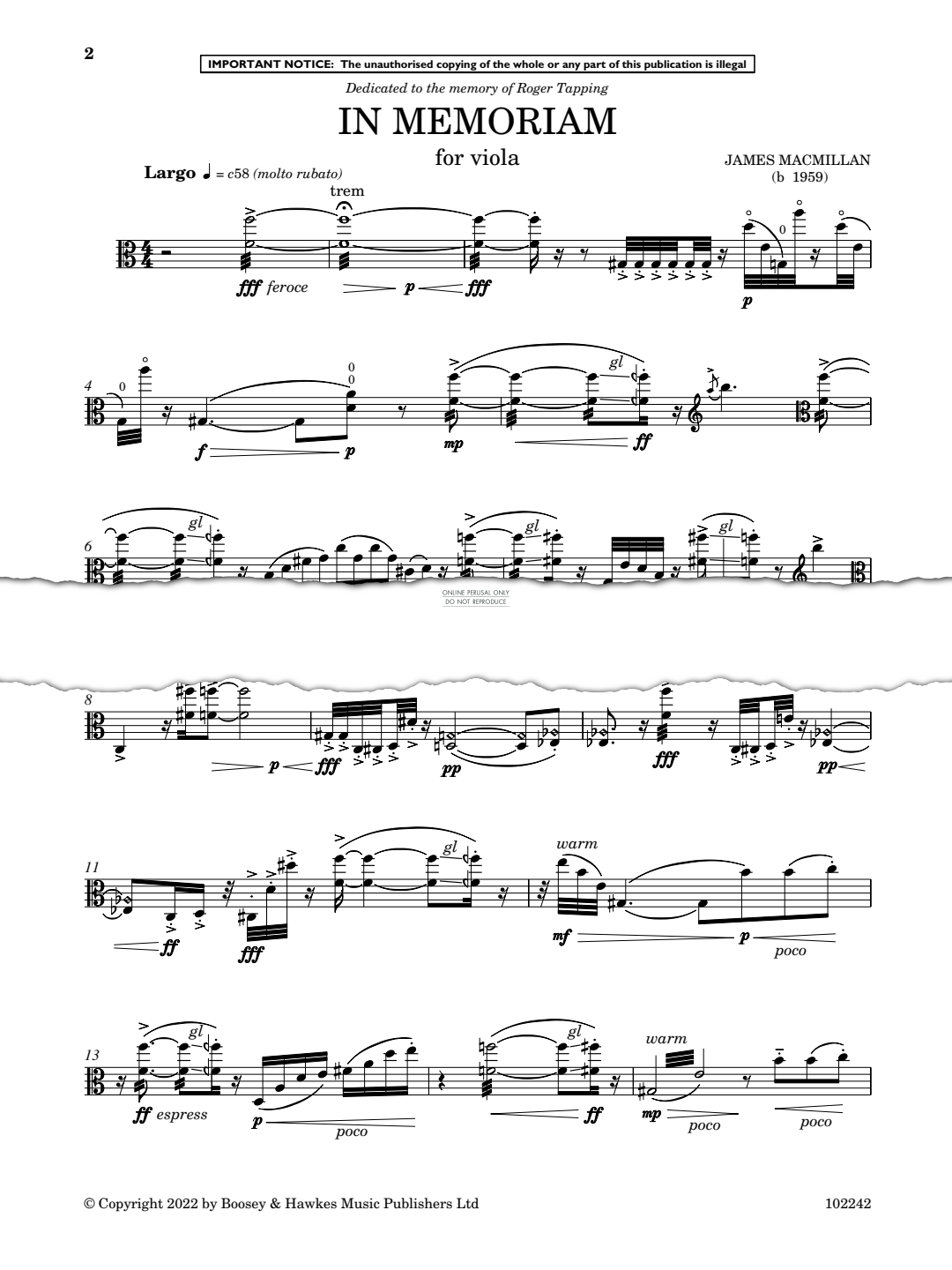 Produktgalerie: Seite 1 von 1 In Memoriam for Viola, James MacMillan, Viola