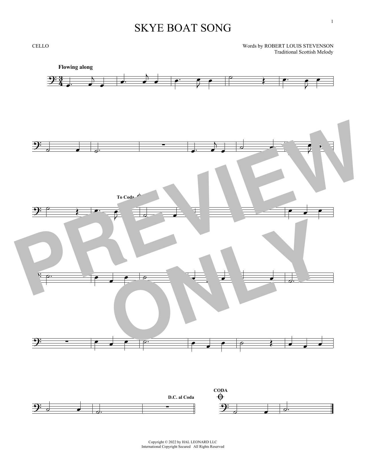 Produktgalerie: Seite 1 von 1 Skye Boat Song, Traditional Scottish, Violoncello