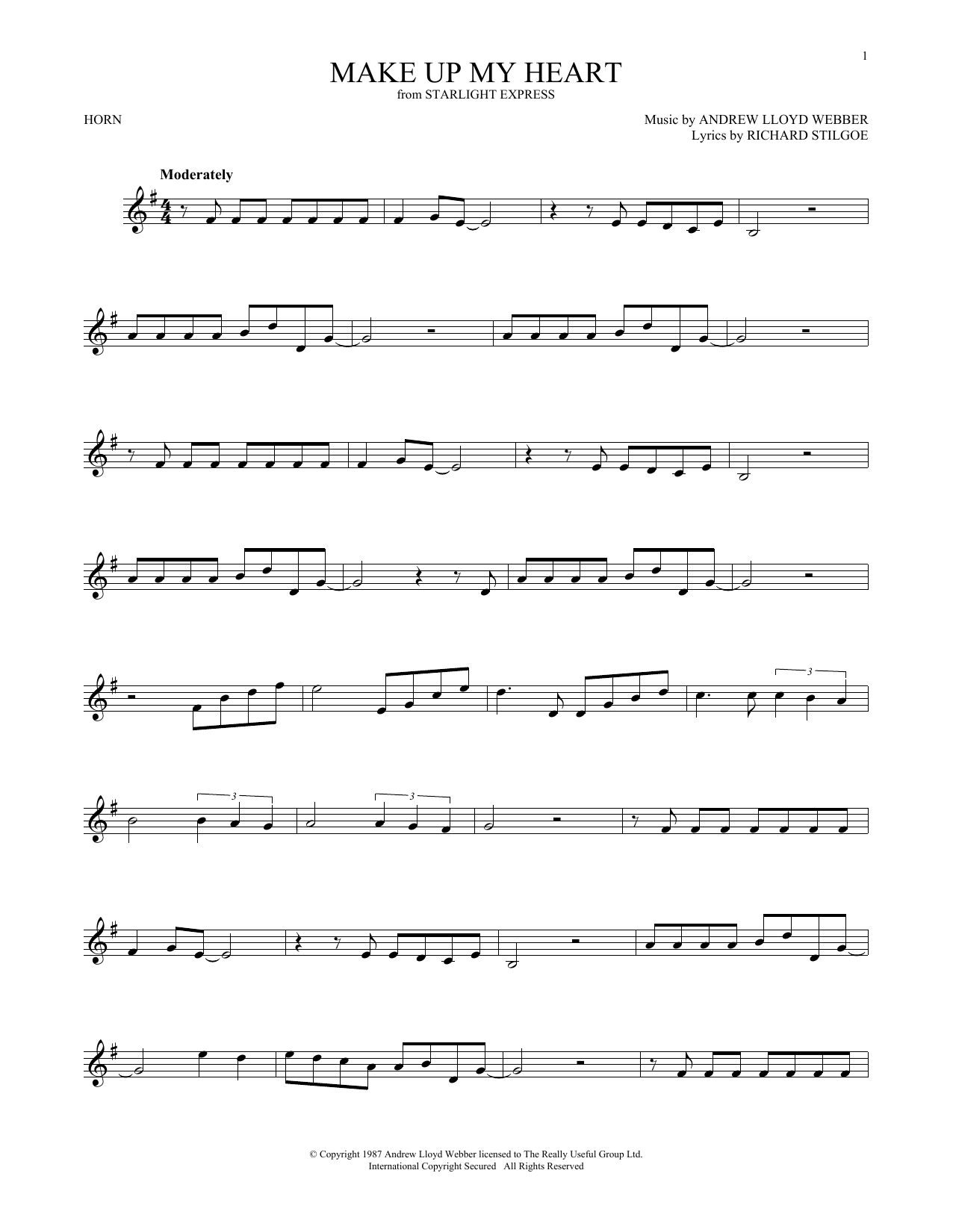 Produktgalerie: Seite 1 von 1 Make Up My Heart, Andrew Lloyd Webber, Horn