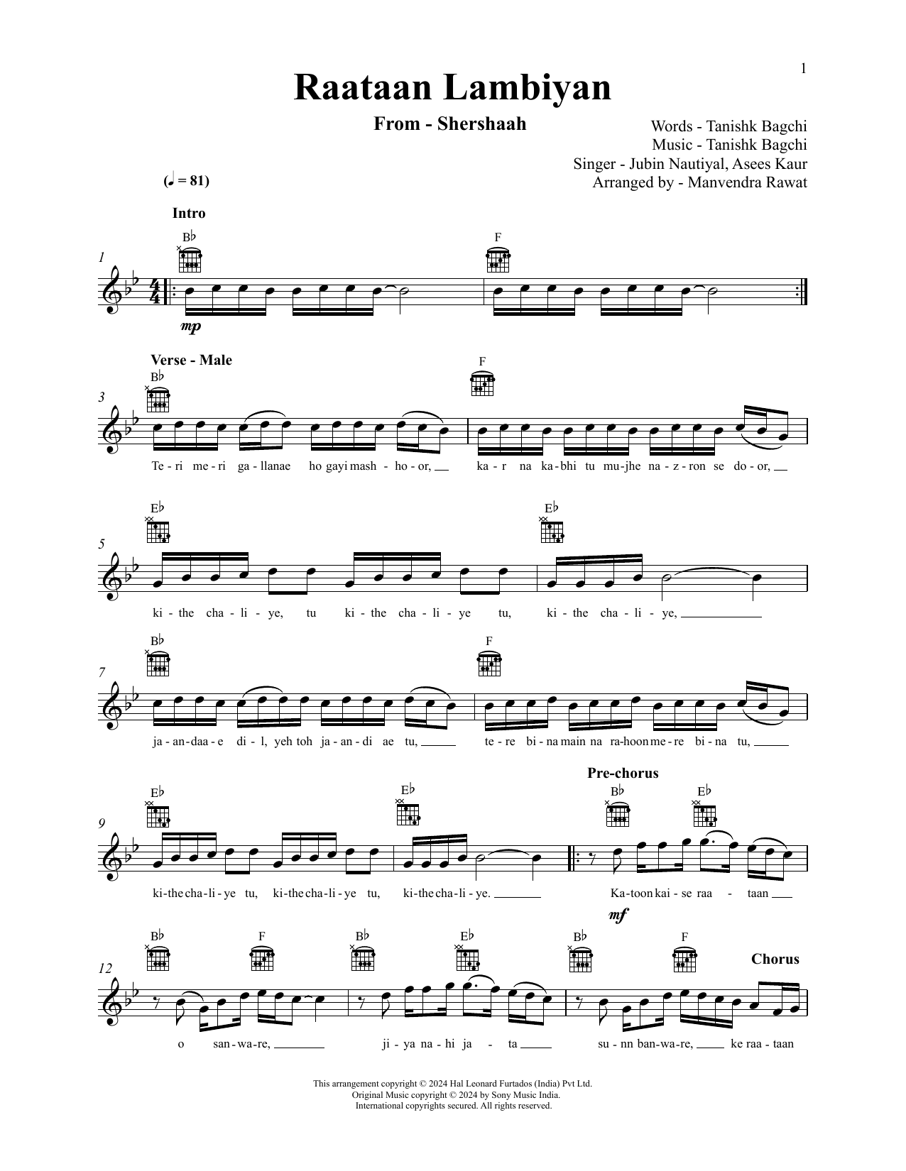 Produktbild zu: Raataan Lambiyan (from Shershaah)