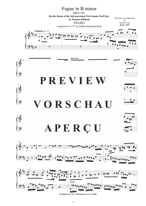 Product gallery: Page 2 of 9 Fugue in B minor BWV 951, , Solo Piano