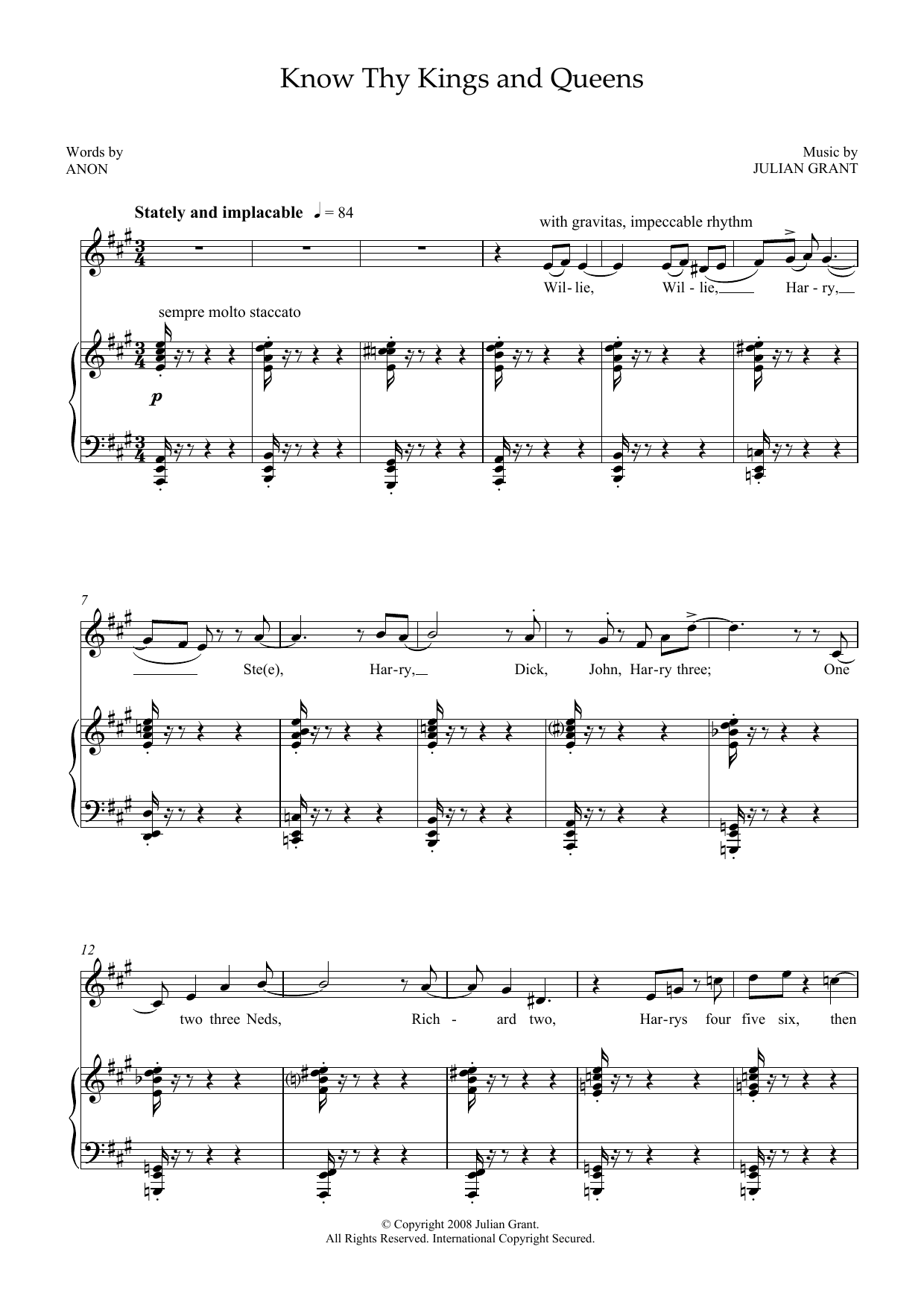 Product picture to: Know Thy Kings and Queens (for mezzo-soprano and piano)