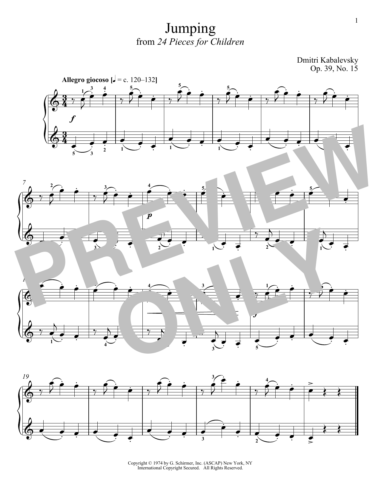 Product gallery: Page 1 of 1 Jumping, Op. 39, No. 15, Dmitri Kabalevsky