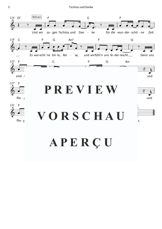 gallery: Tschüss und Danke - C-Dur Version, Steffi Sonnenschein, (Vocals and chords (Leadsheet(