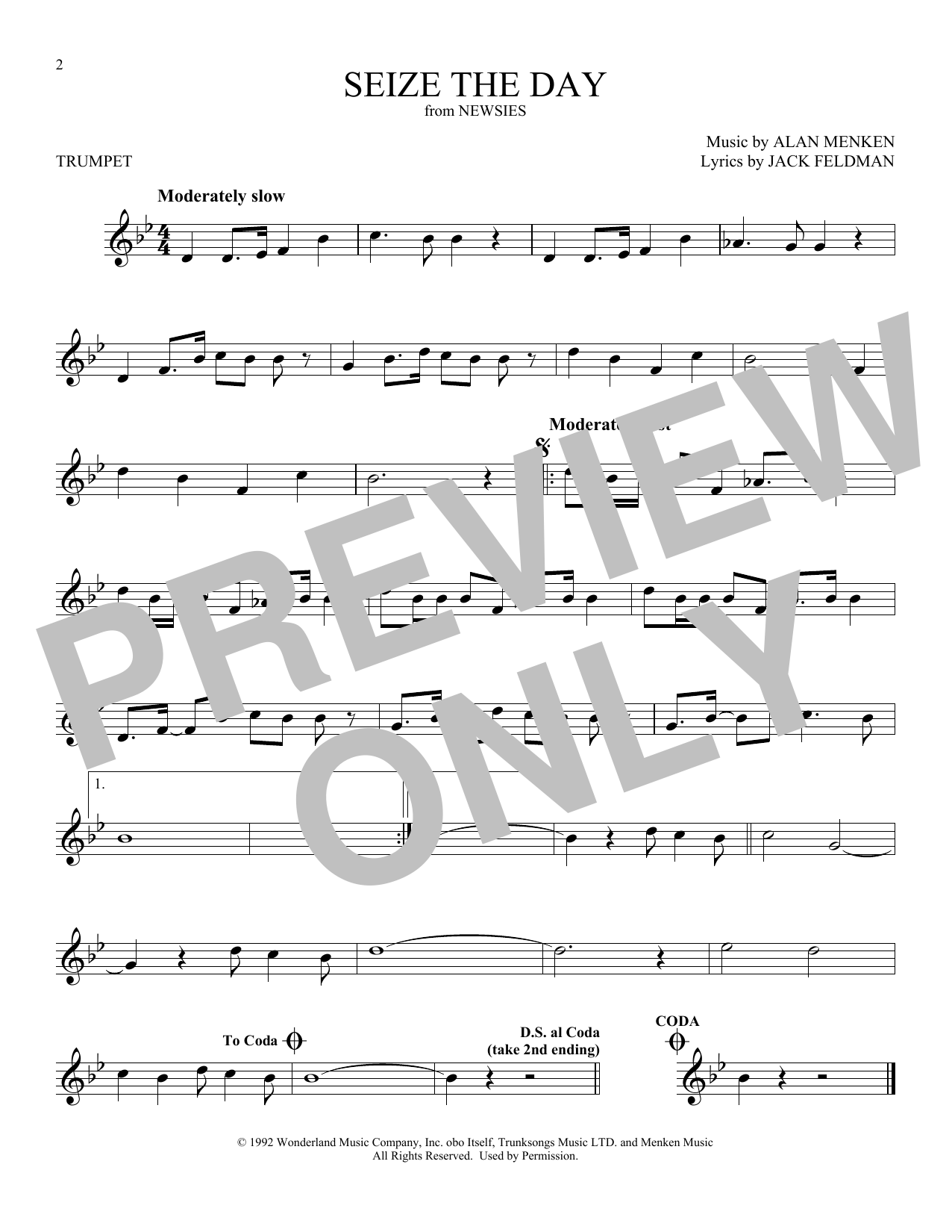 Produktgalerie: Seite 1 von 1 Seize The Day (from Newsies), Alan Menken & Jack Feldman, Trompete