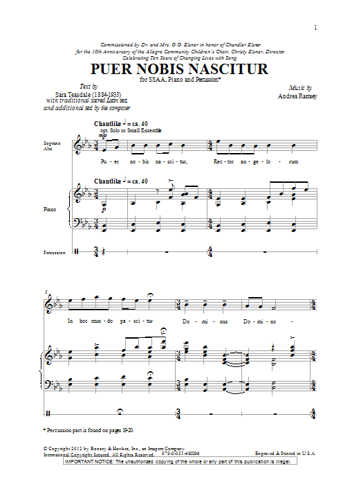 Produktgalerie: Seite 1 von 1 Puer Nobis Nascitur, Andrea Ramsey, Chor