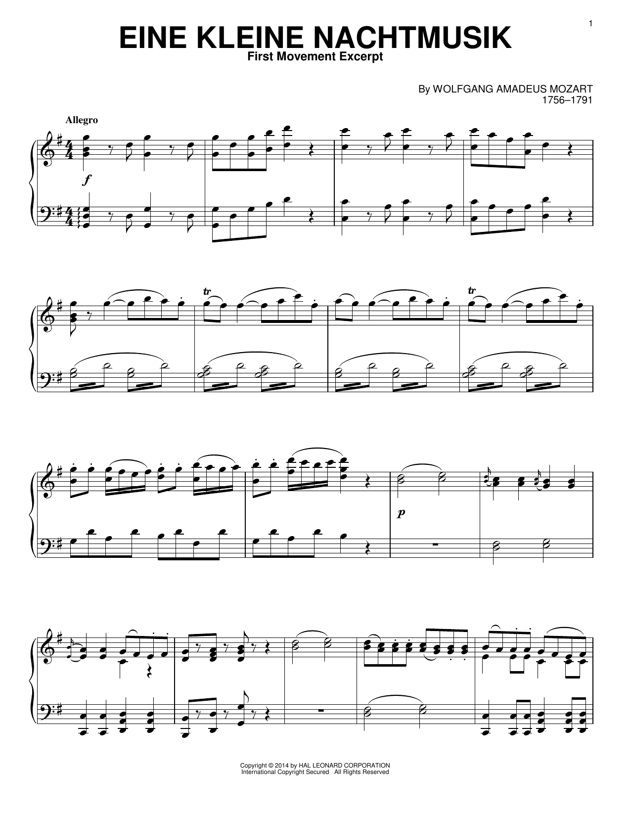 Product gallery: Page 1 of 1 Eine Kleine Nachtmusik, Wolfgang Amadeus Mozart