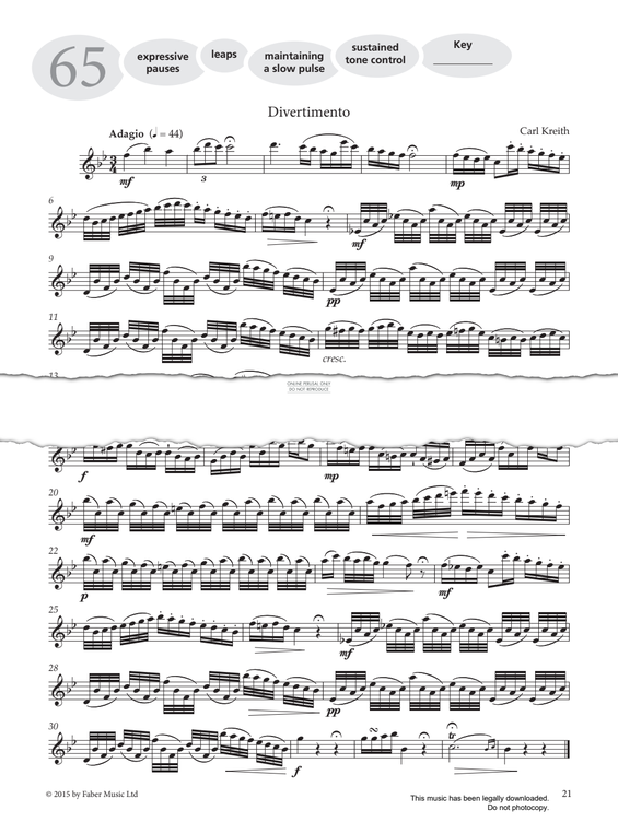 Product gallery: Page 1 of 1 Study No.65 'Divertimento' (from 'More Graded Studies For Flute Book Two'), Carl Kreith