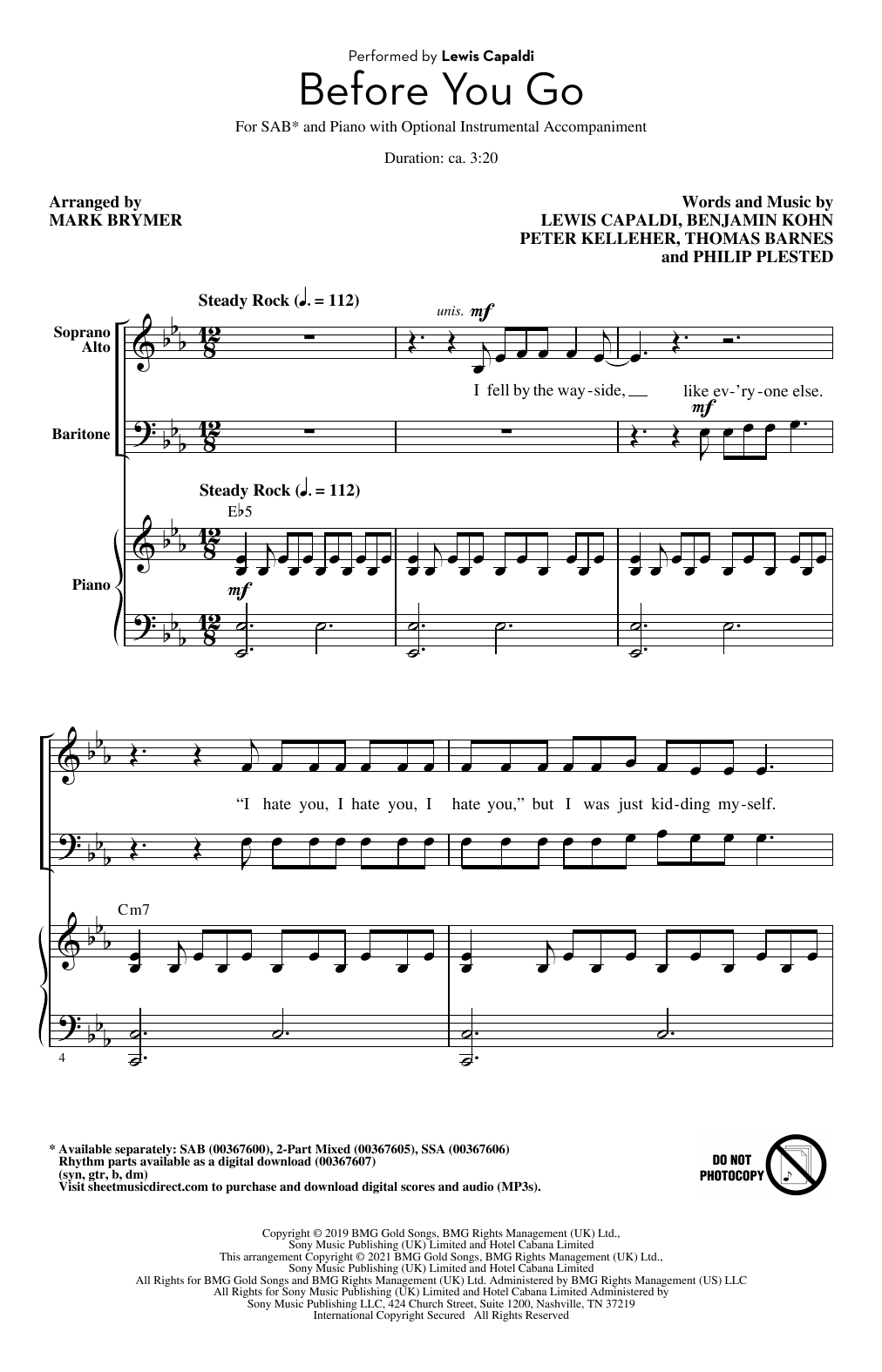 Product picture to: Before You Go (arr. Mark Brymer)