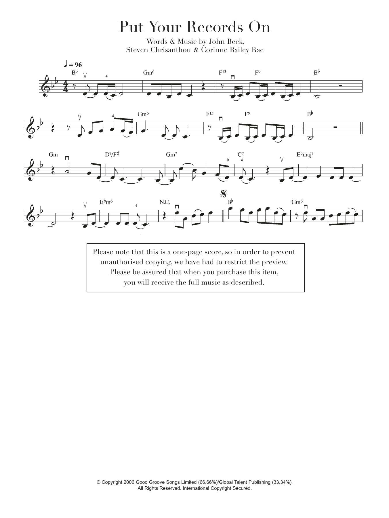 Product gallery: Page 1 of 1 Put Your Records On, Corinne Bailey Rae