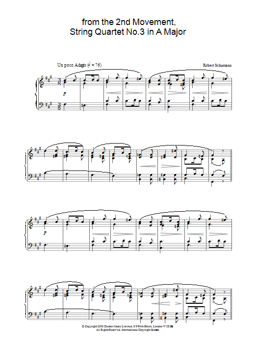 Product gallery: Page 1 of 1 from the 2nd Movement, String Quartet No.3 in A Major, Robert Schumann