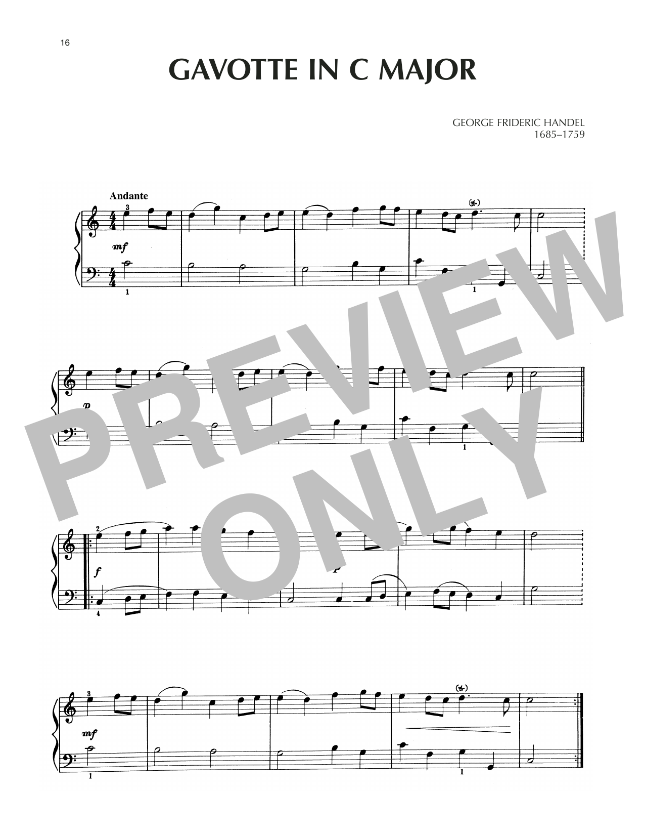 Product gallery: Page 1 of 1 Gavotte In C Major, George Frideric Handel