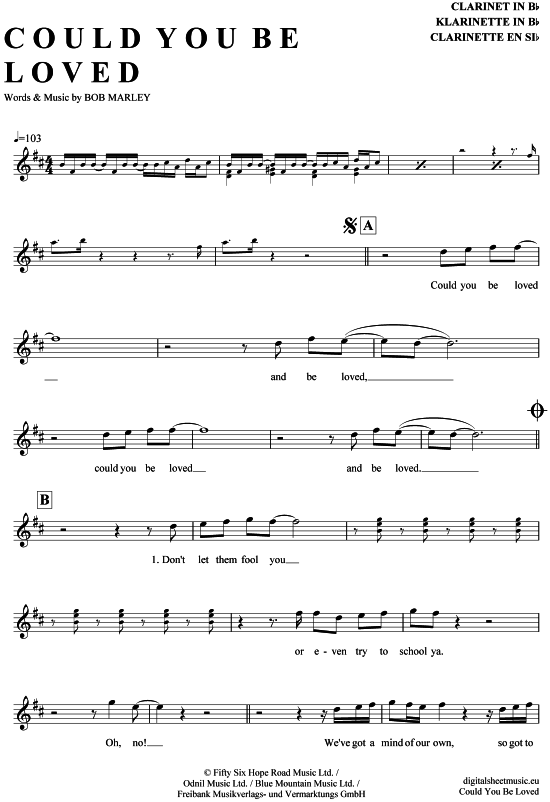 Product picture to: Could you be loved Bob Marley