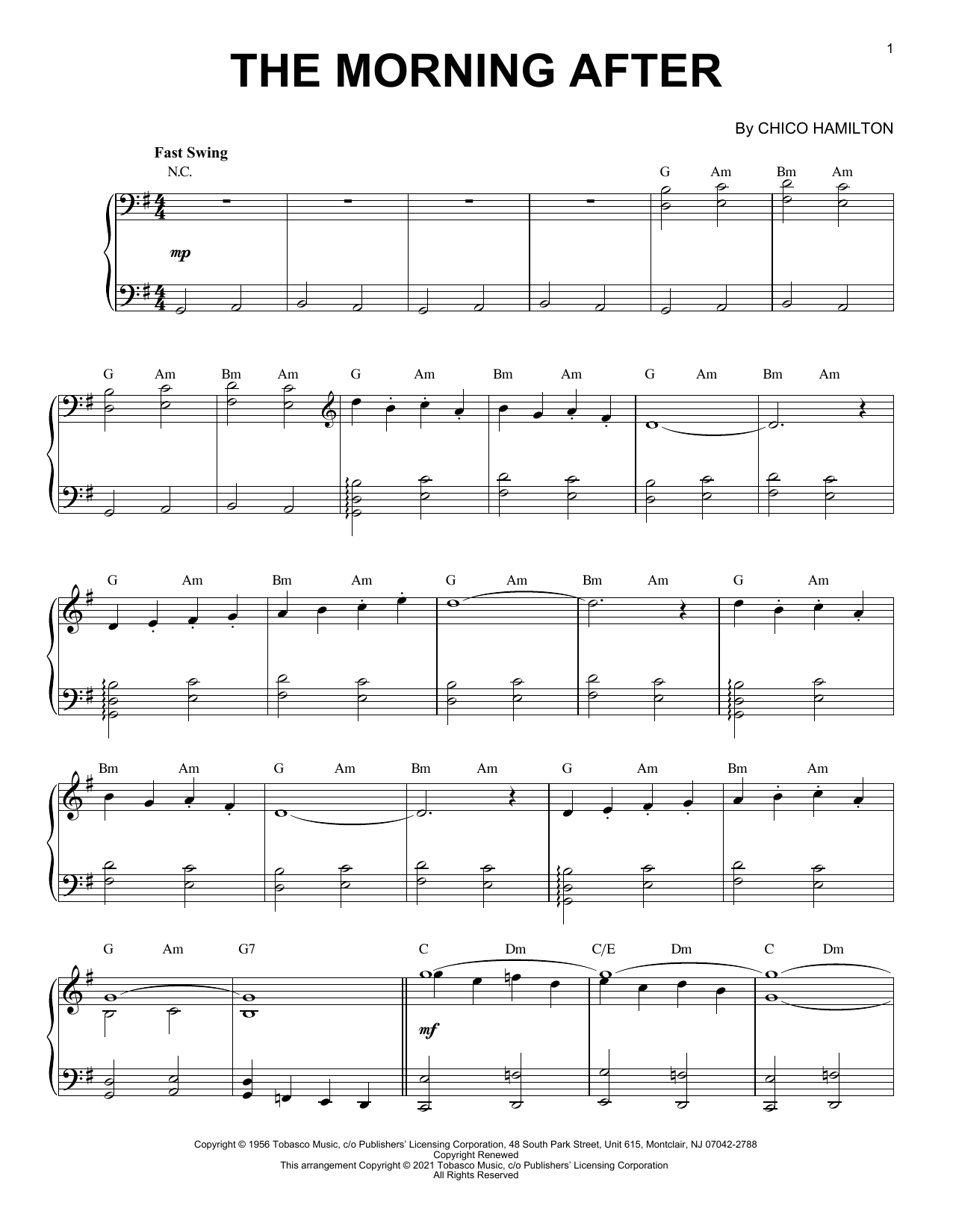 Product picture to: The Morning After [Jazz version] (arr. Brent Edstrom)