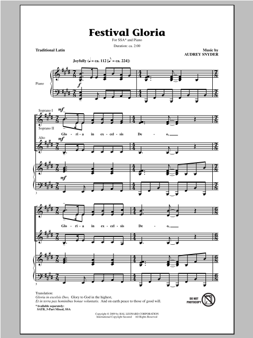 Produktgalerie: Seite 1 von 1 Festival Gloria, Audrey Snyder, Chor