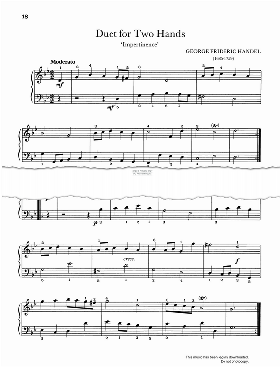 Product gallery: Page 1 of 1 Duet for Two Hands 'Impertinence', George Frideric Handel
