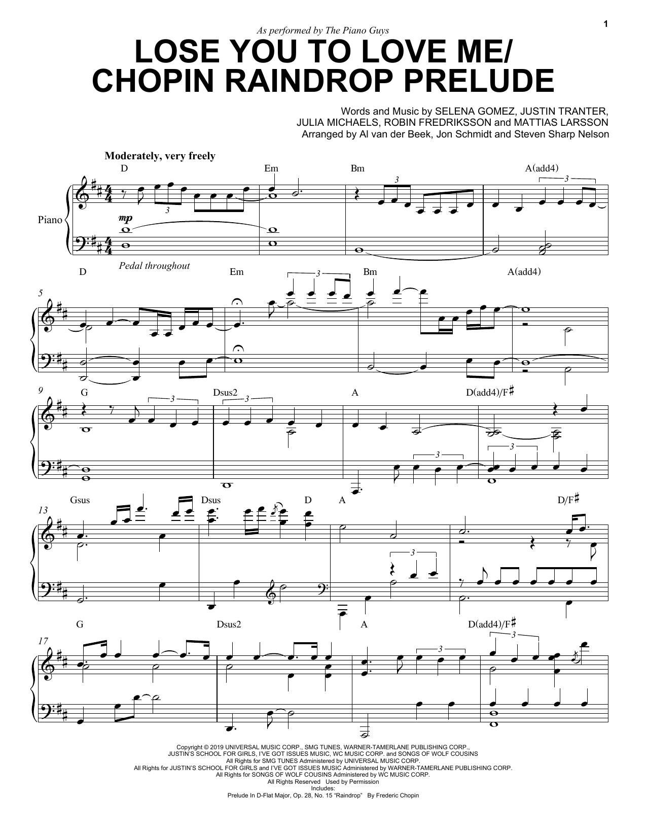 Product picture to: Lose You To Love Me/Chopin Raindrop Prelude