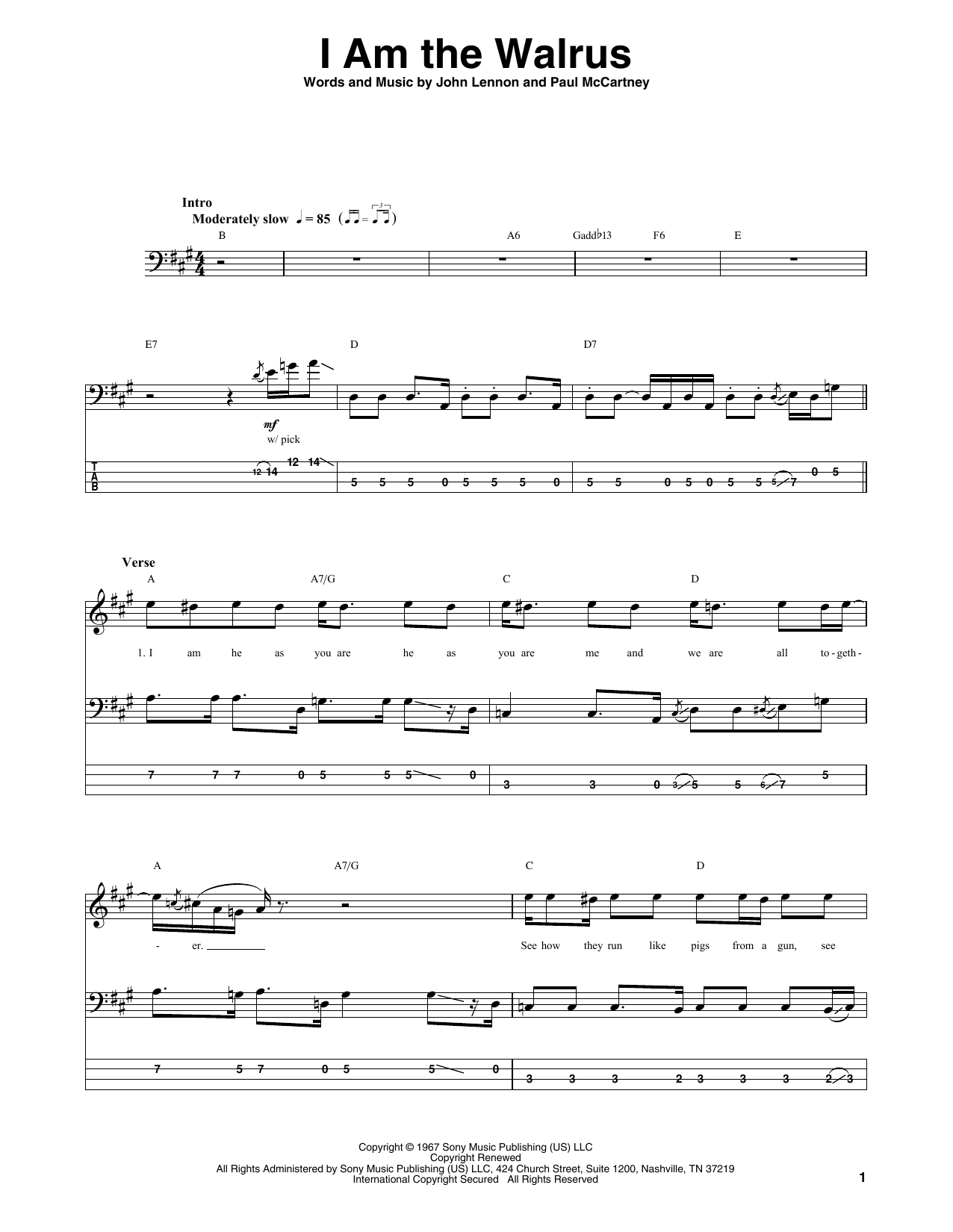 Produktgalerie: Seite 1 von 1 I Am The Walrus, The Beatles, E-Bass