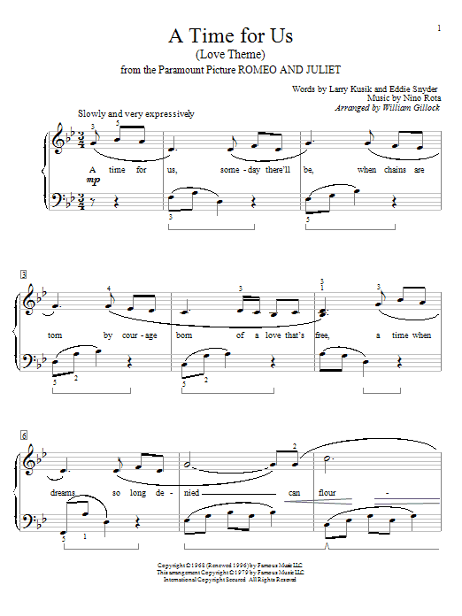 Produktbild zu: A Time For Us (Love Theme)