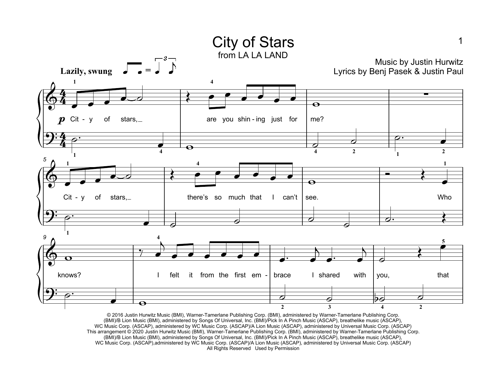 Product picture to: City Of Stars (from La La Land) (arr. Christopher Hussey)
