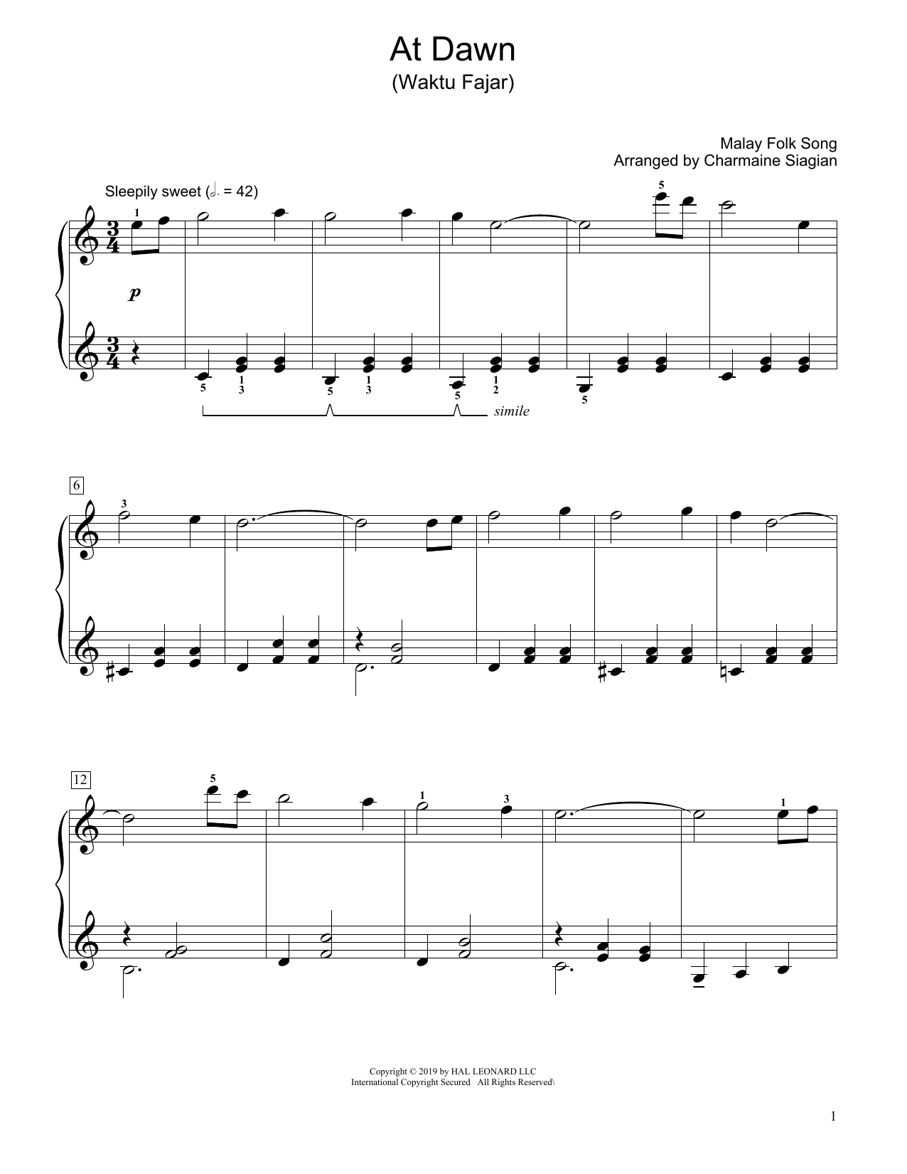 Product picture to: At Dawn (Waktu Fajar) (arr. Charmaine Siagian)