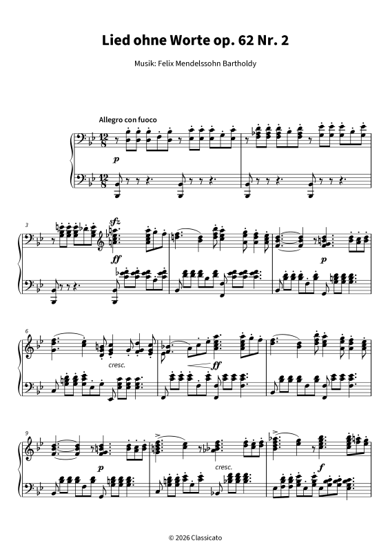 Product picture to: Lied ohne Worte op. 62 Nr. 2Felix Mendelssohn Bartholdy