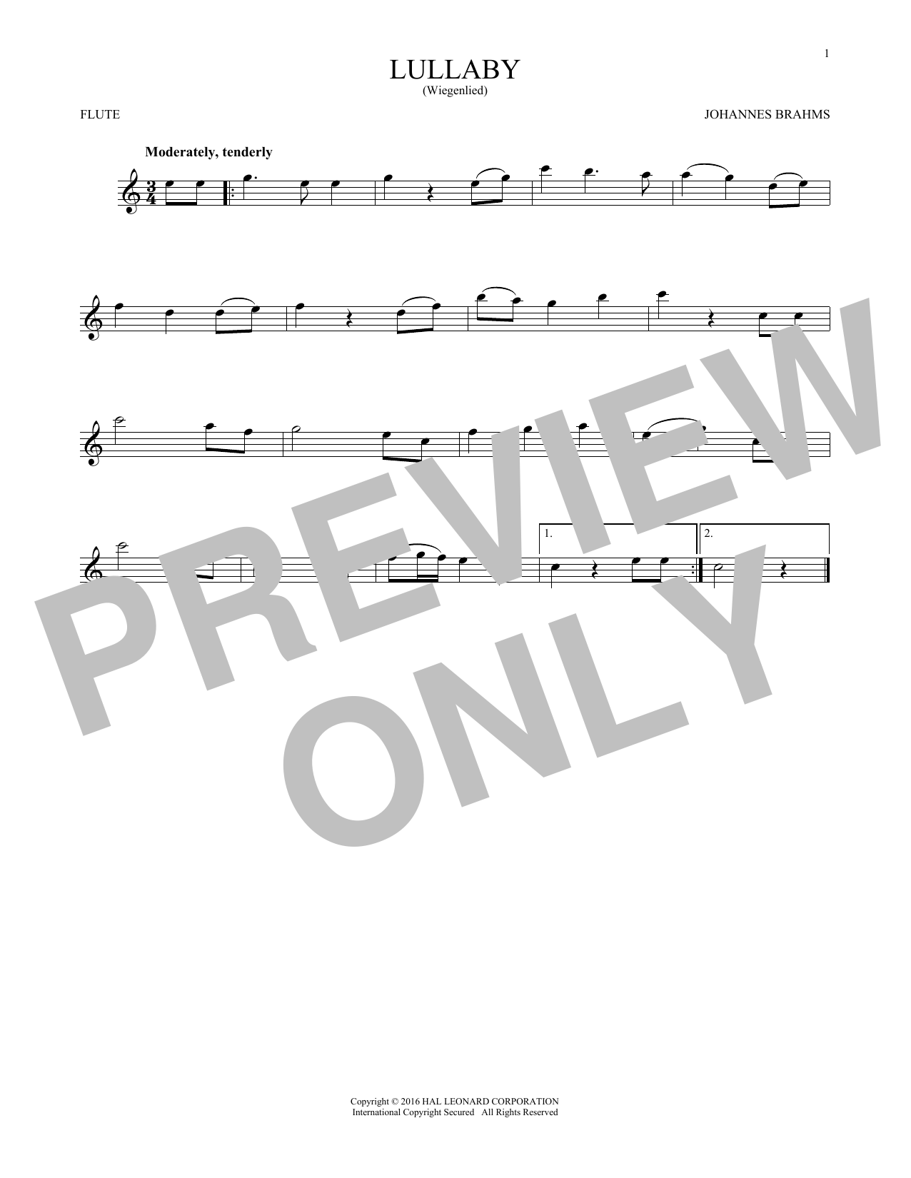 Product gallery: Page 1 of 1 Lullaby, Johannes Brahms