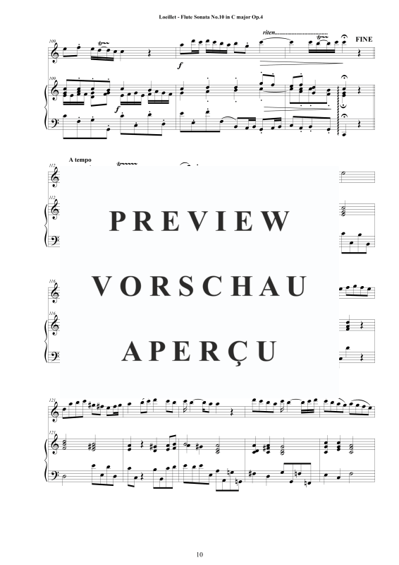 Produktgalerie: Seite 11 von 11 Flute Sonata No.10 in C major Op.4, , Zwei Flöten und Cembalo