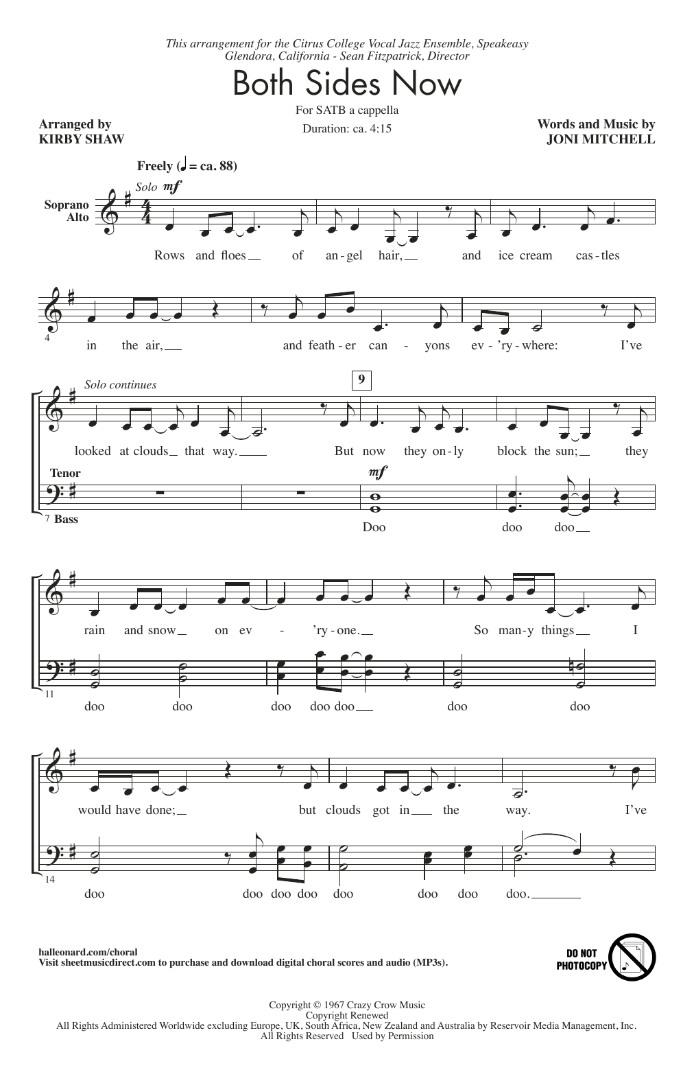 Produktgalerie: Seite 1 von 1 Both Sides Now (arr. Kirby Shaw), Joni Mitchell, Chor