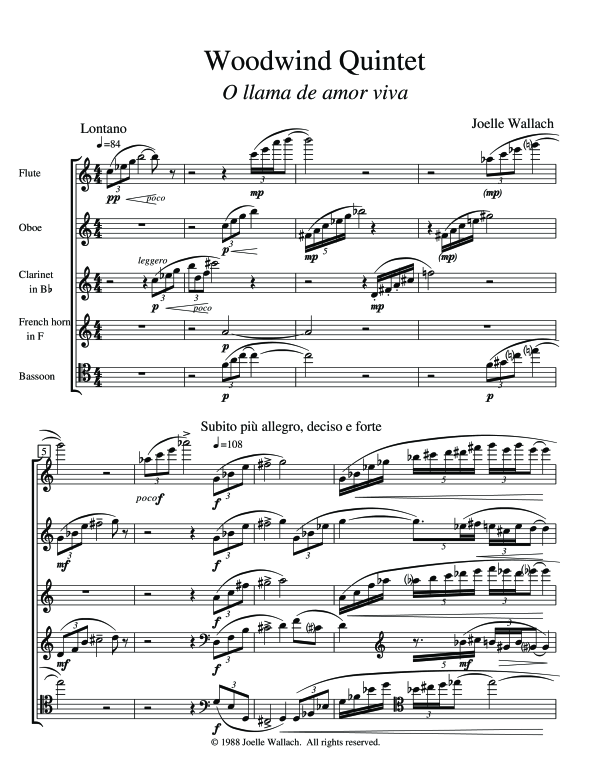 Produktgalerie: Seite 1 von 11 Woodwind Quintet - O llama de amor viva, , (Holzbläser Quintett)