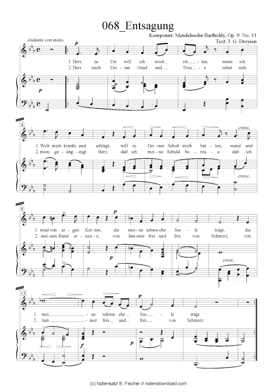 Product picture to: Entsagung Felix Mendelssohn Bartholdy (1809-1947)