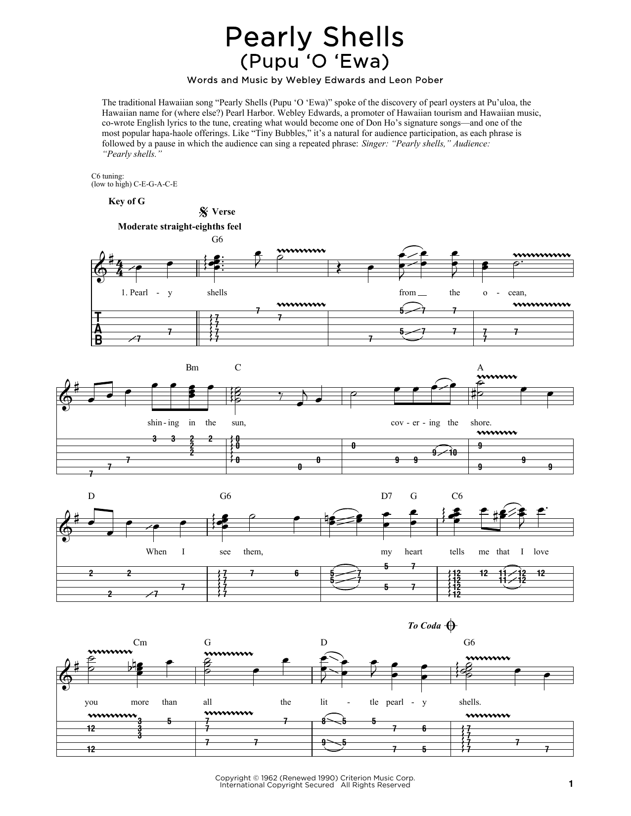 Product picture to: Pearly Shells (Pupu O Ewa) (arr. Fred Sokolow)