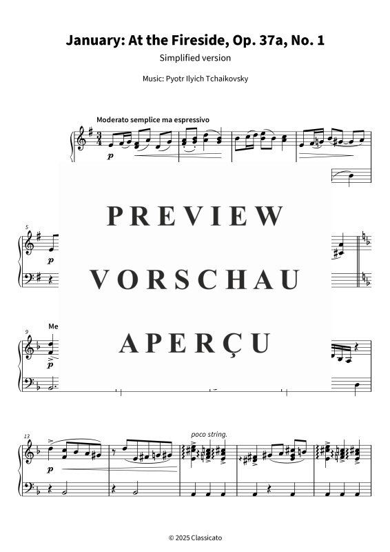 Product gallery: Page 5 of 6 January: At the Fireside - Simplified version, , Piano Solo