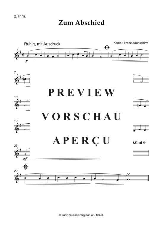 Produktgalerie: Seite 7 von 10 Zum Abschied (Blechbläser Quartett) , , Tiefe Lage