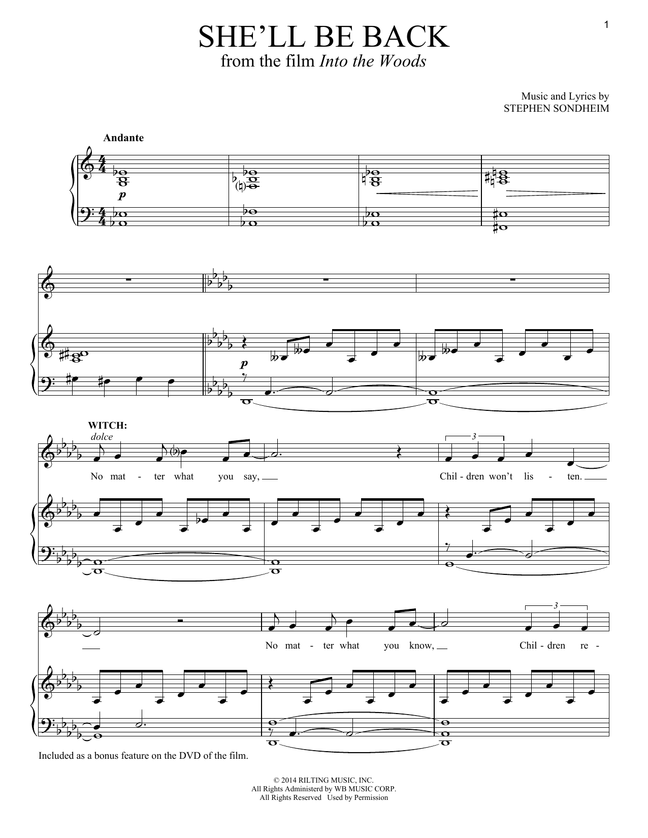 Produktbild zu: She'll Be Back (from Into The Woods)