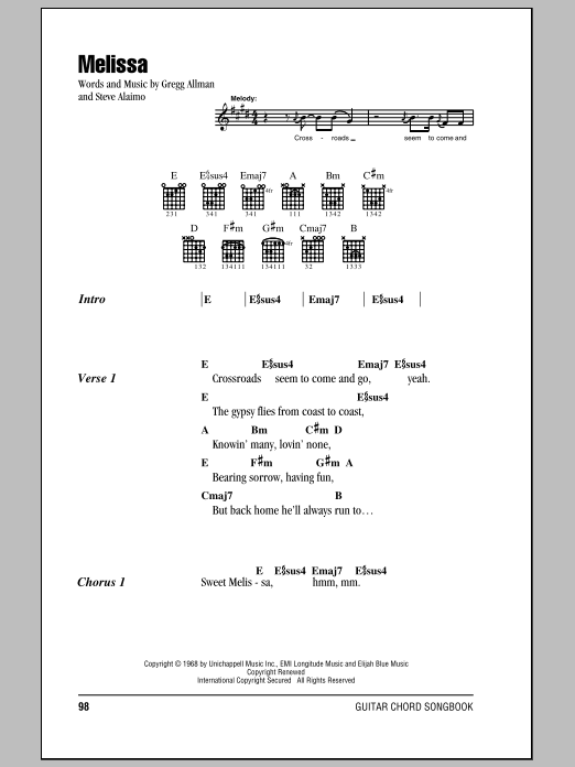 Produktgalerie: Seite 1 von 1 Melissa, Allman Brothers Band, Gitarre
