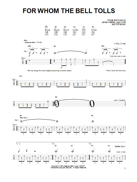 Product gallery: Page 1 of 1 For Whom The Bell Tolls, Metallica