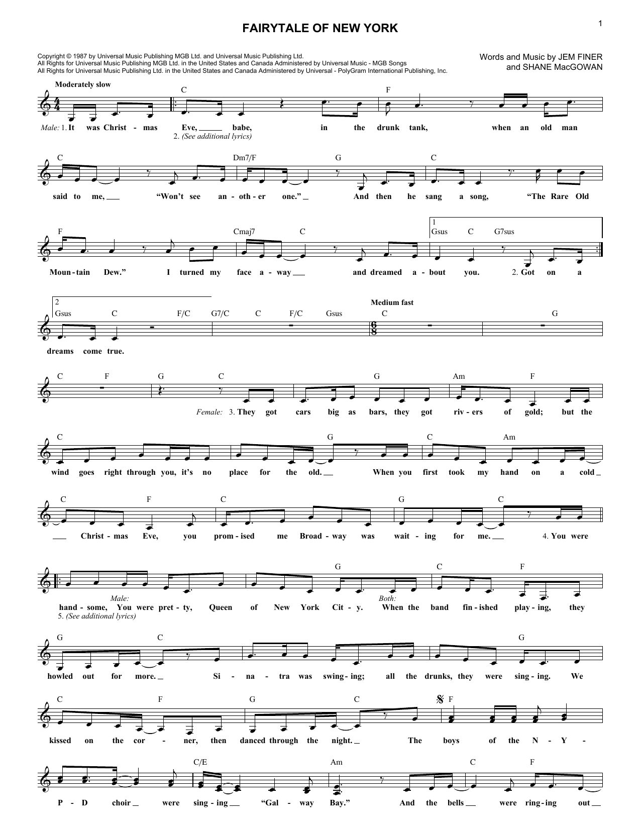 Produktgalerie: Seite 1 von 1 Fairytale Of New York, The Pogues & Kirsty MacColl, Melodieinstrument