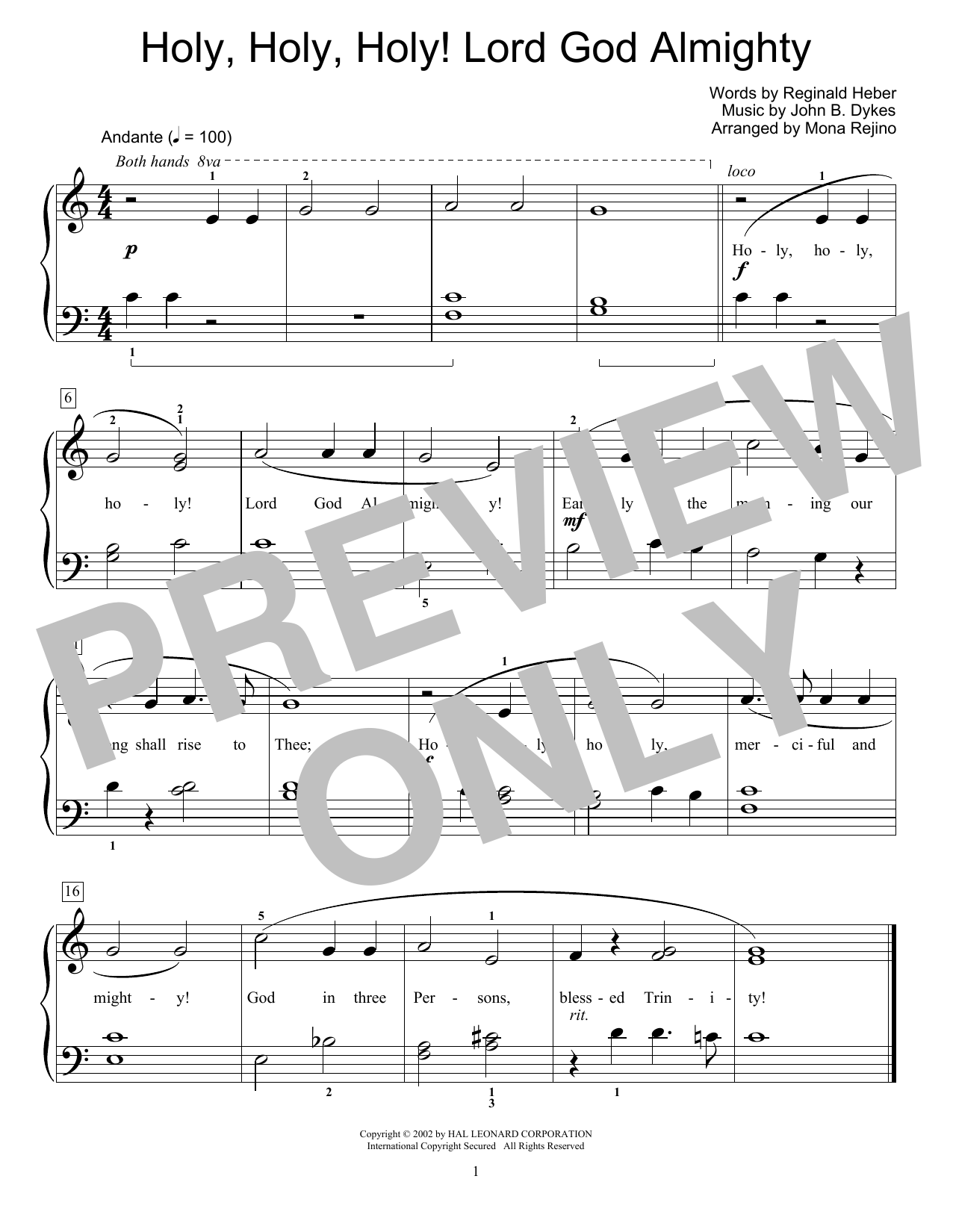 Product picture to: Holy, Holy, Holy! Lord God Almighty (arr. Mona Rejino)