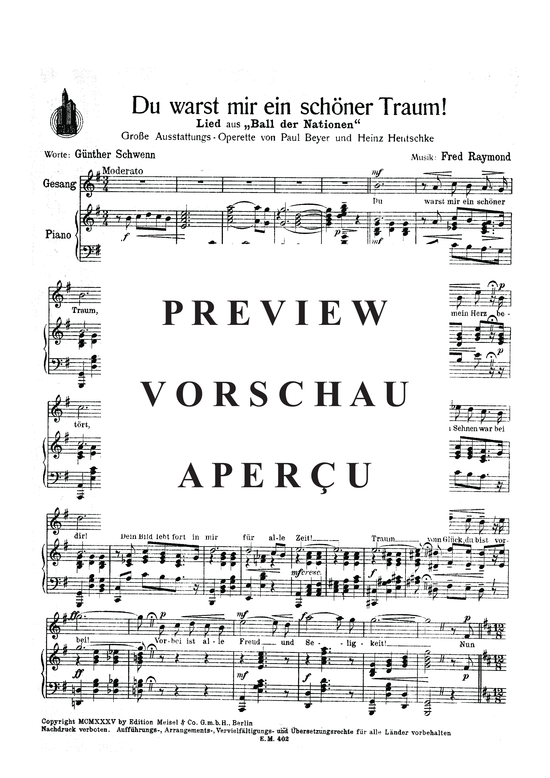 Produktgalerie: Seite 3 von 3 Du warst mir ein schöner Traum, , Klavier und Gesang