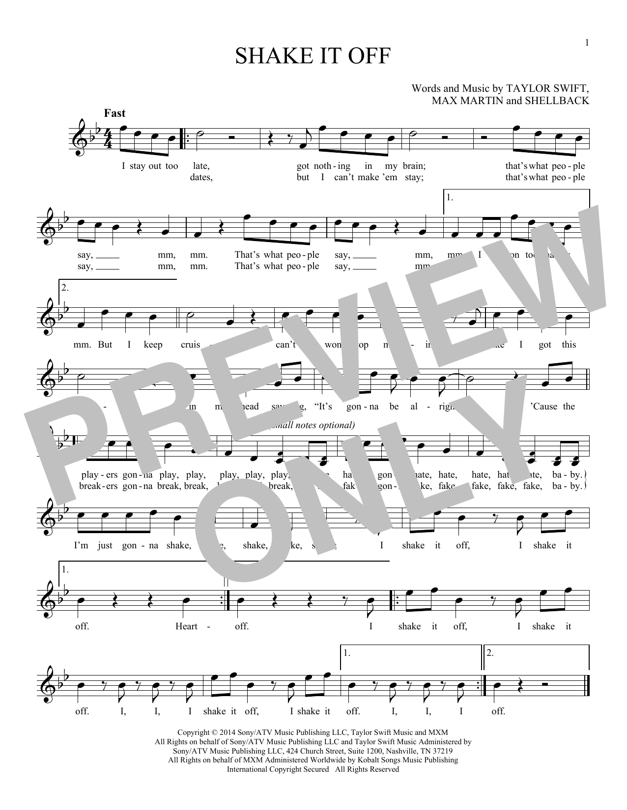 Product gallery: Page 1 of 1 Shake It Off, Taylor Swift