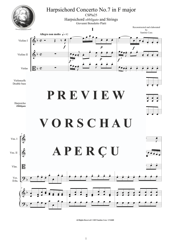 Produktgalerie: Seite 2 von 11 Cembalo Konzert Nr. 7 in F-Dur, , Cembalo und Streichorchester