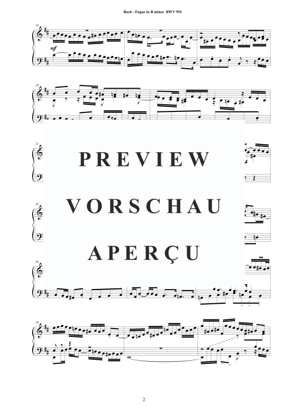 Product gallery: Page 3 of 9 Fugue in B minor BWV 951, , Solo Piano