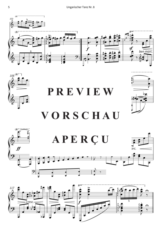 gallery: Ungarischer Tanz Nr. 8 - aus der Sammlung Ungarische Tänze, Buch 2 , , (Klavier Solo)